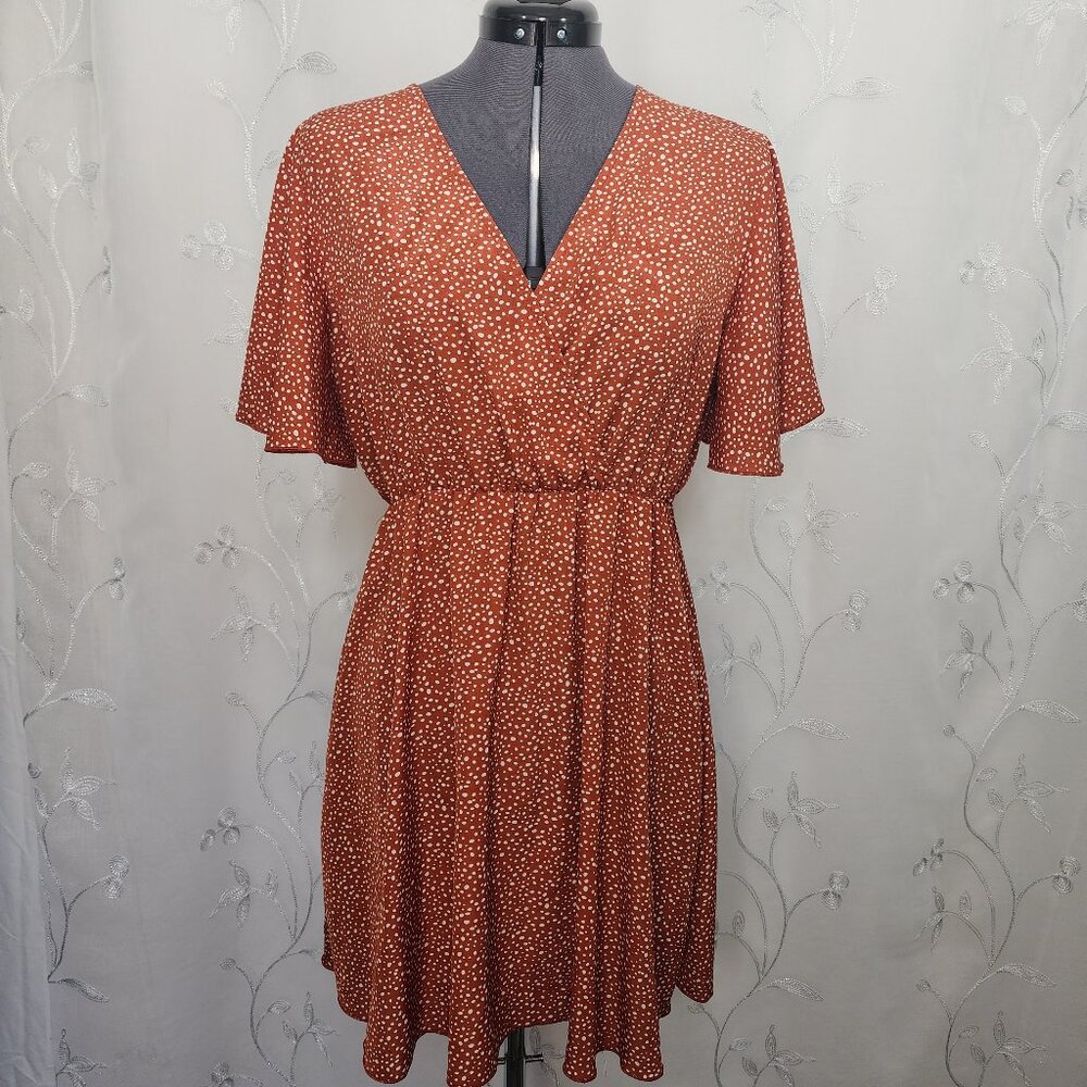 Classic Flutter Sleeve, V-neck, Polka Dot Dress.